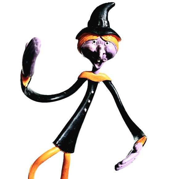 Witch Halloween Bendable Figure RARE PURPLE HTF Fun World Vintage 1980s VGC! - Picture 2 of 10